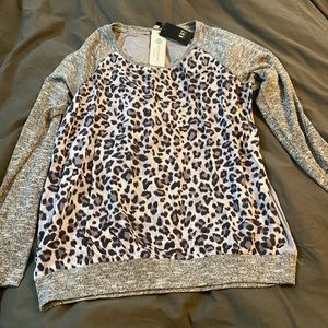 KUT from the Kloth light grey mixed material top NWT